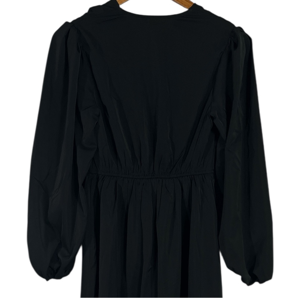 NWT JJ’s House V-Neck Long Sleeve A-line Satin Midi Dress in Black Size Small - Picture 8 of 8